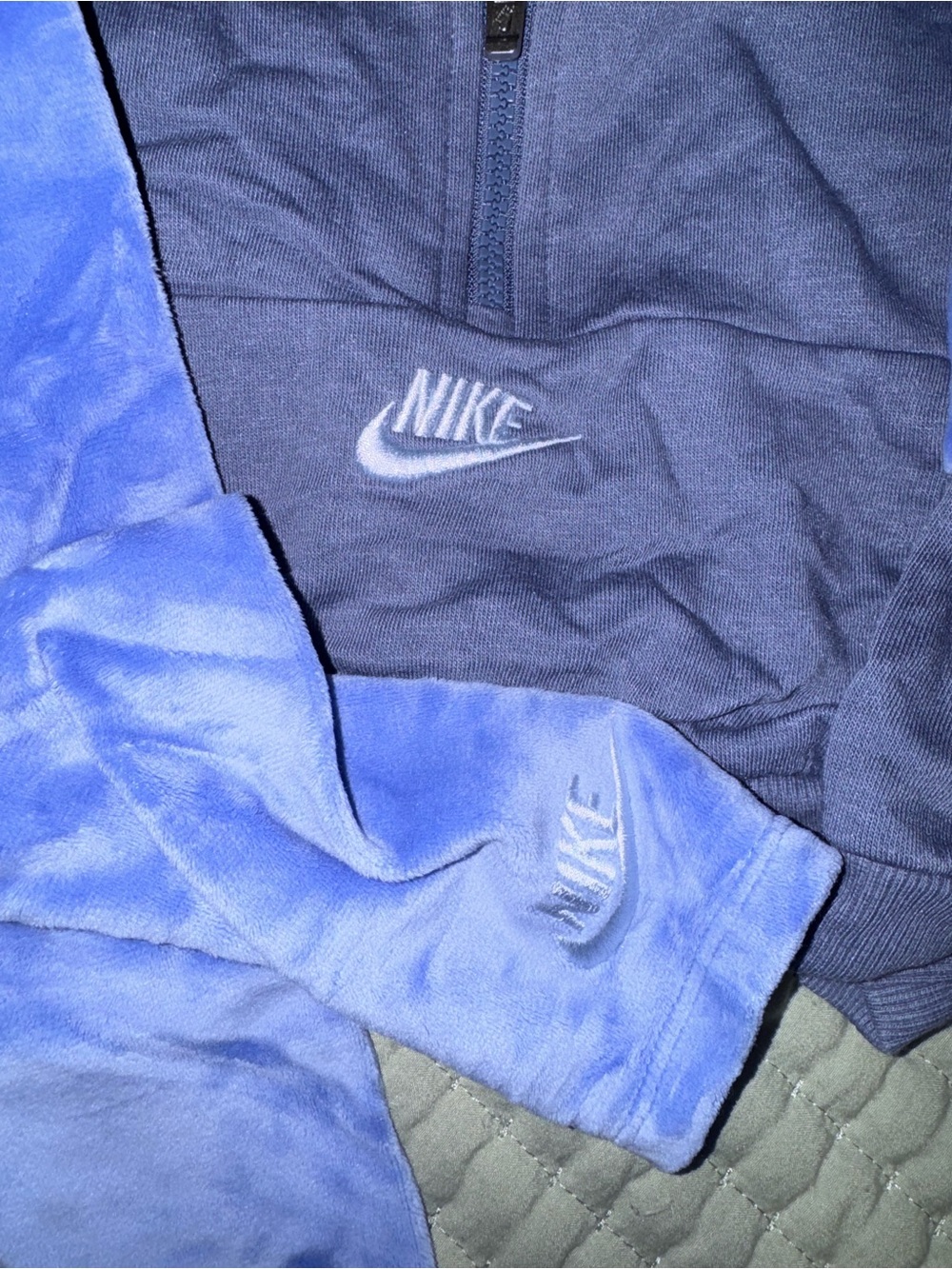 Nike Navy Half-Zip Hoodie with Silver Zipper - Picture 2 of 3
